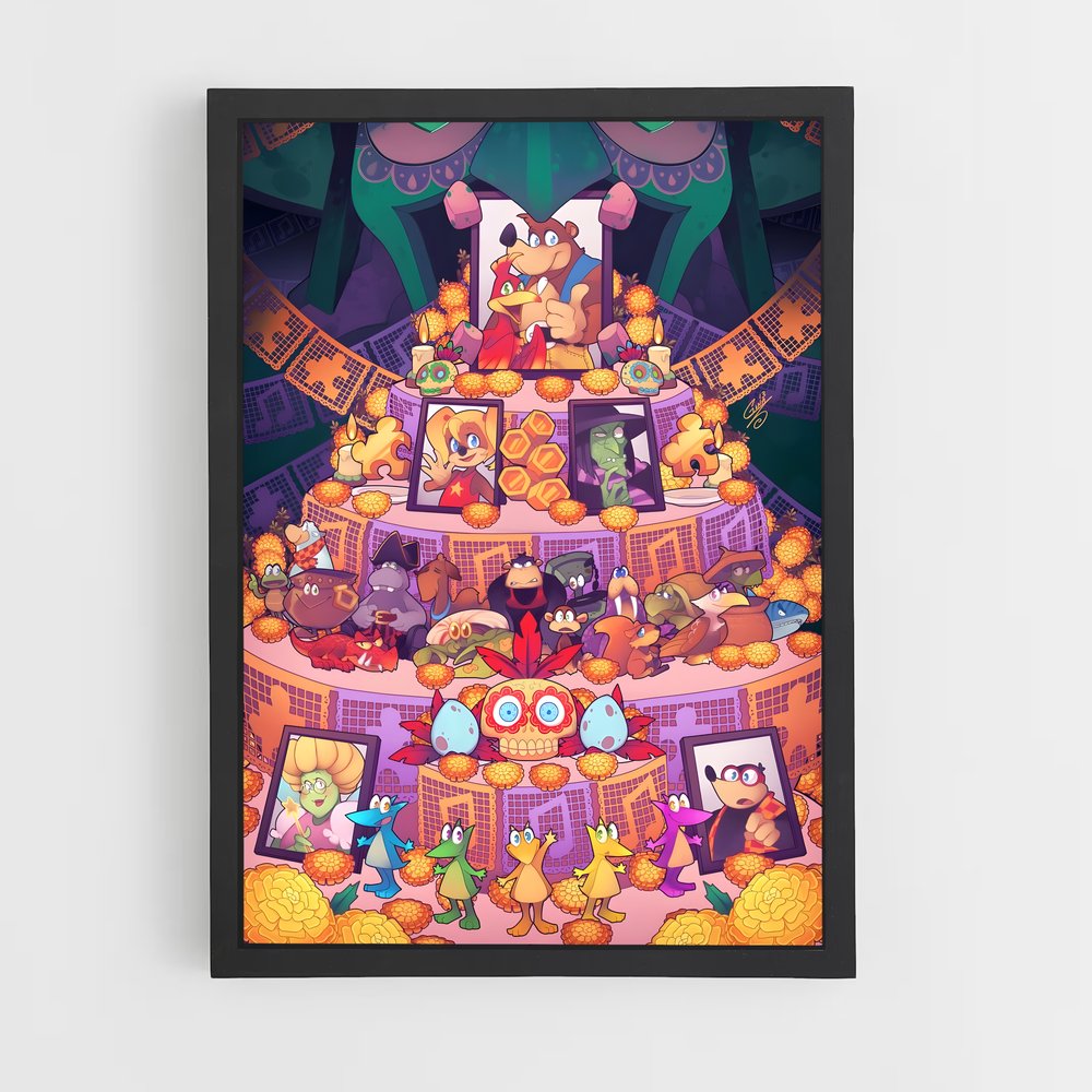 Poster Banjo et les Chats Enjoués – affiche Super Smash Bros (vue 2)